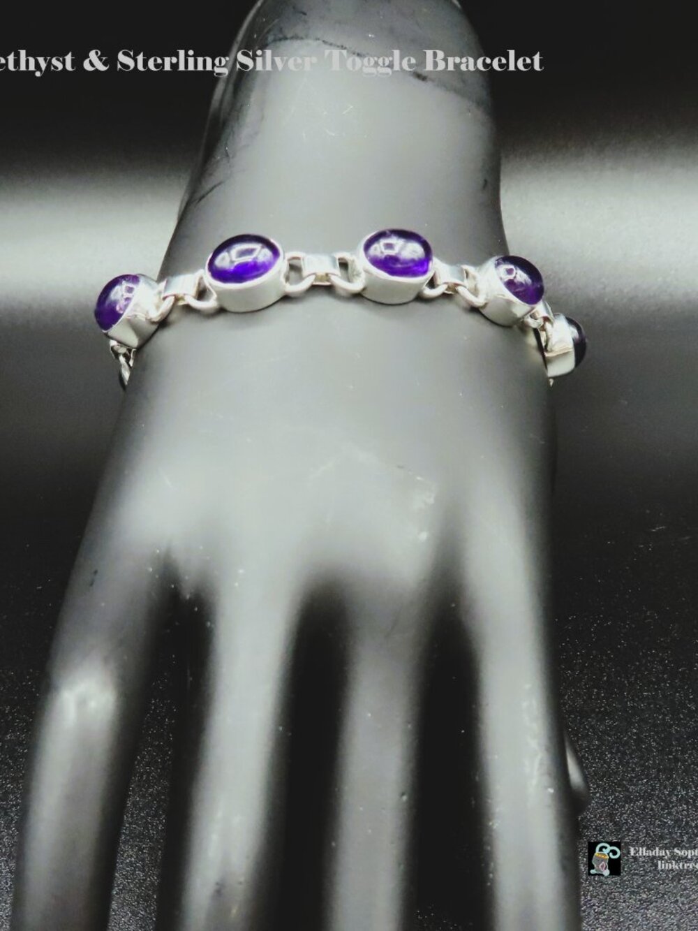 [SALE] Sterling Silver & Amethyst Toggle Bracelet - Picture 2 of 11